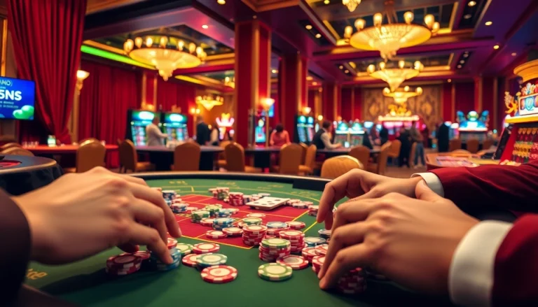 Engaging casino environment with vibrant gaming table and colorful chips
