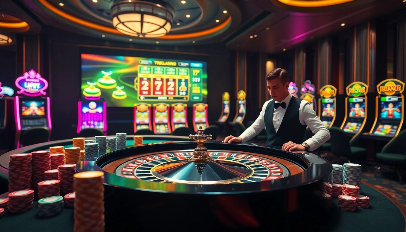 Experience the thrill of gambling with https://c168.design/, showcasing a vibrant roulette table surrounded by excitement.
