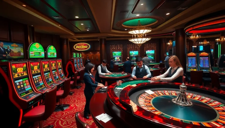 MM88 gamers placing exciting bets at luxurious casino tables with vibrant decor.