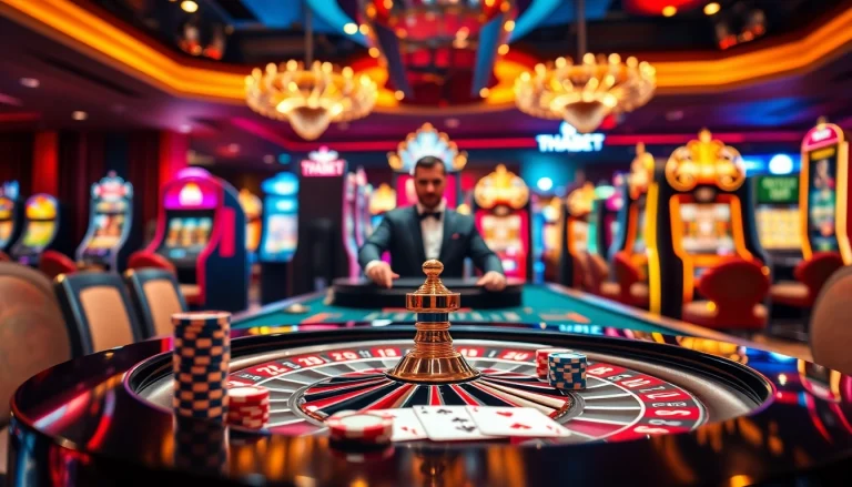 Experience thrilling gameplay at THABET's vibrant casino with roulette and poker.