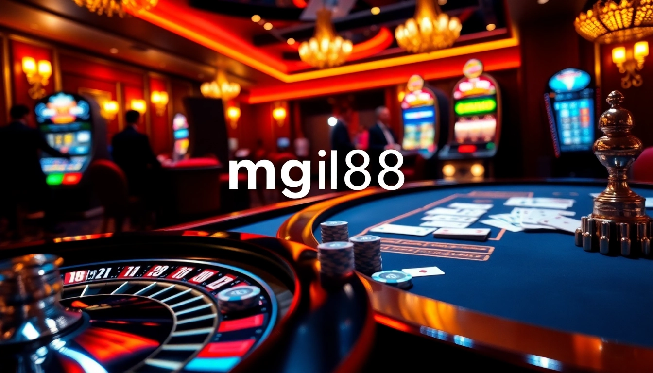 Experience the excitement of mg188 at a luxurious casino table with chips and cards.