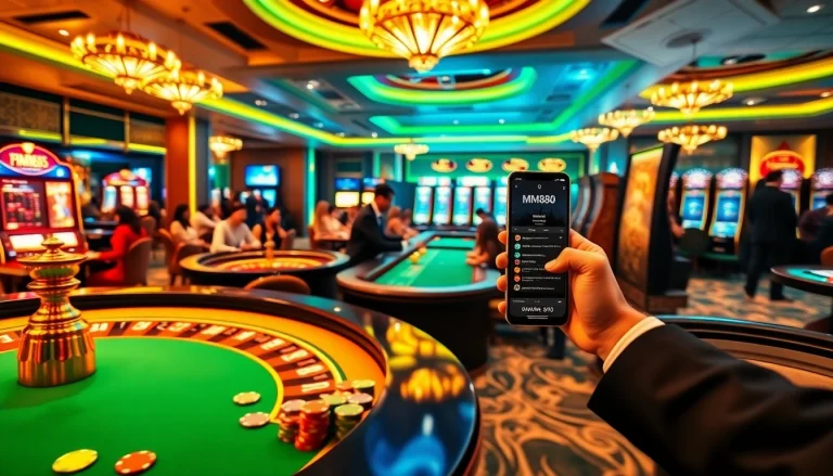MM88 players enjoying an immersive casino experience with poker and slot machines.