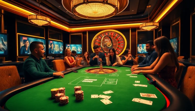 Experience thrilling JILI gaming with luxury poker tables and engaging players.