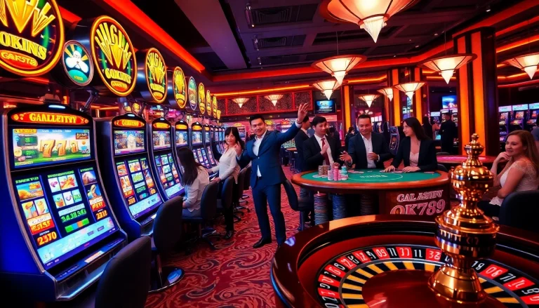 Players enjoying slots and poker at OK789 casino, capturing excitement and winning moments.