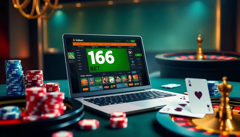 Experience the thrill of online gaming with 166bet featuring vibrant casino elements.