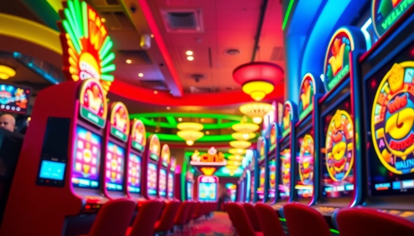 Slot gacor perayaan, dengan mesin slot cerah dan kemenangan di kasino.