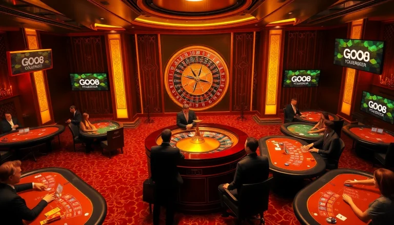 Experience the thrill of gambling at the GO8 casino with luxurious tables and engaged players.