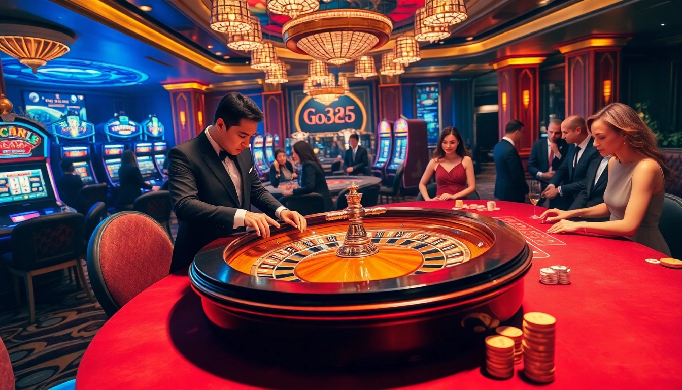 Engage in thrilling roulette gameplay at God345's luxurious casino, highlighted by exciting bets and vibrant atmosphere.