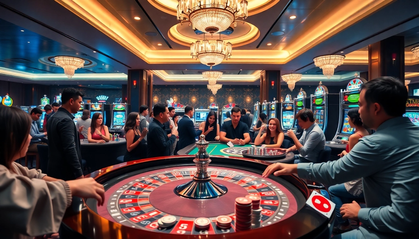 Gamble confidently at https://new88bet.us/, featuring an exciting casino scene with players and roulette tables.