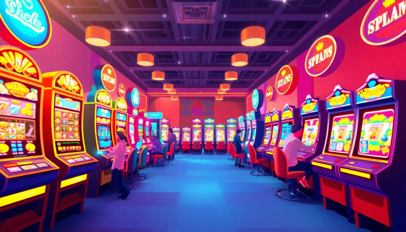 Situs kode4d online gaming experience with colorful slot machines and excited players