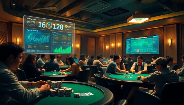 Joinyuk.net menampilkan pengalaman perjudian online yang menarik dengan pemain di meja poker.