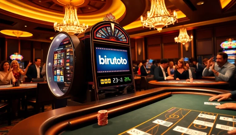 Engage in the excitement of birutoto with vibrant slot machines and thrilling casino atmosphere.