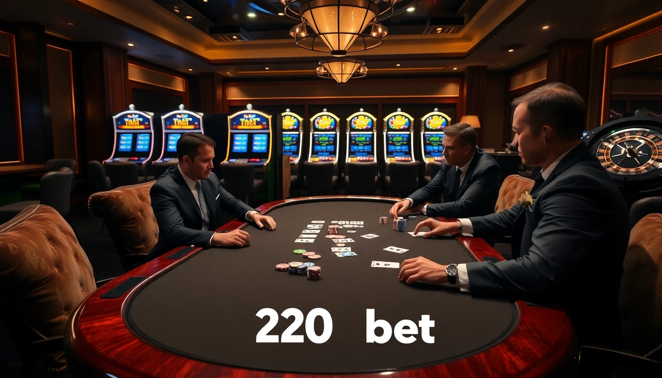 Experience the excitement of gambling at 120bet with vibrant poker tables and luxurious casino elements.