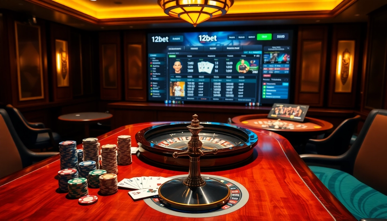 Trải nghiệm cá cược sôi động tại 12bet, với bàn poker sống động và máy đánh bạc hấp dẫn.