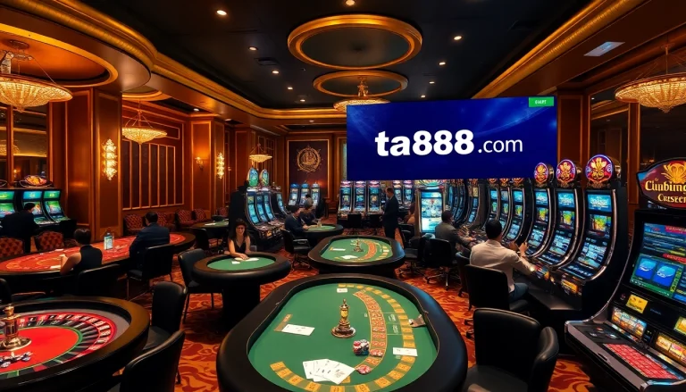 Players enjoying games at ta88c.com casino with vibrant tables and exciting atmosphere.