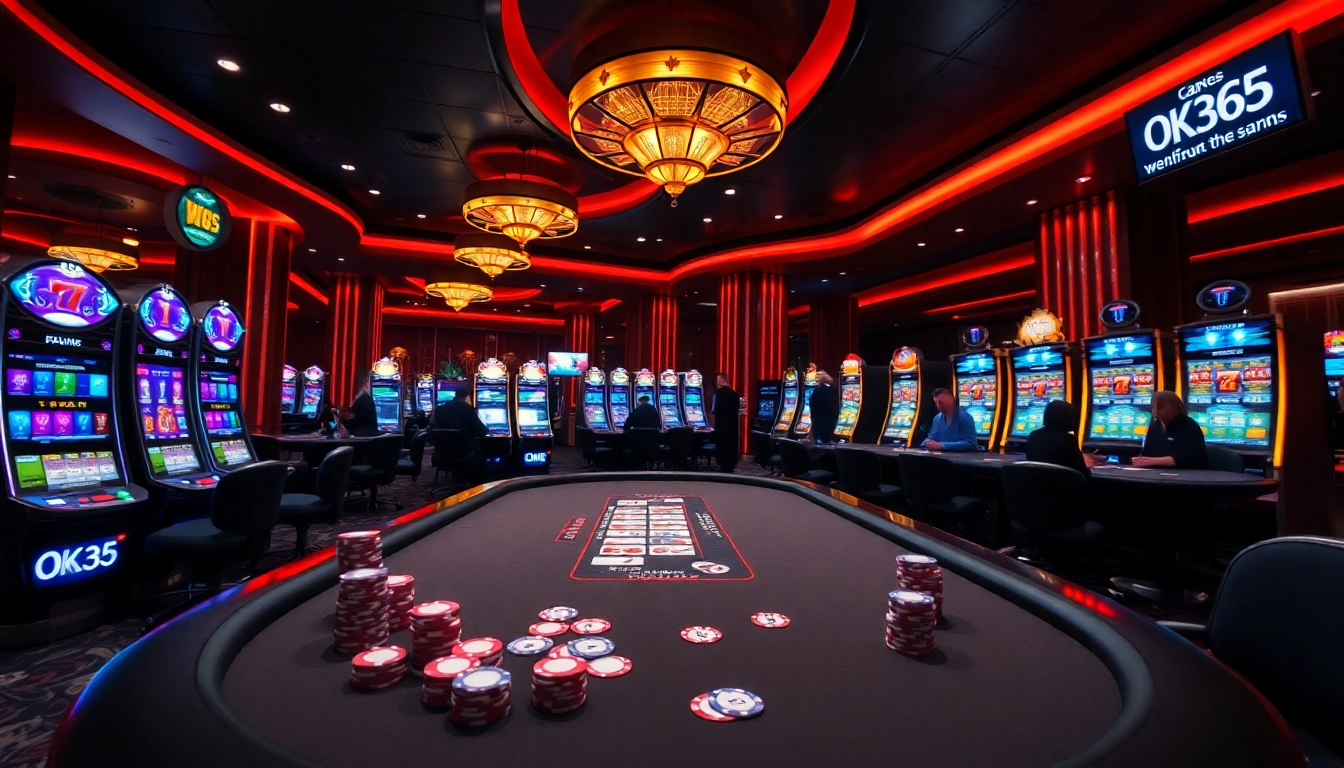 Play exciting games at OK365 casino with vibrant tables and engaging slot machines.