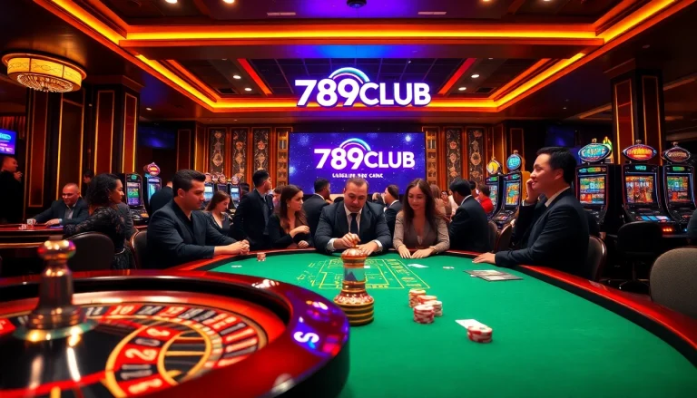 Players enjoying a thrilling game at 789CLUB casino with roulette and poker in action.