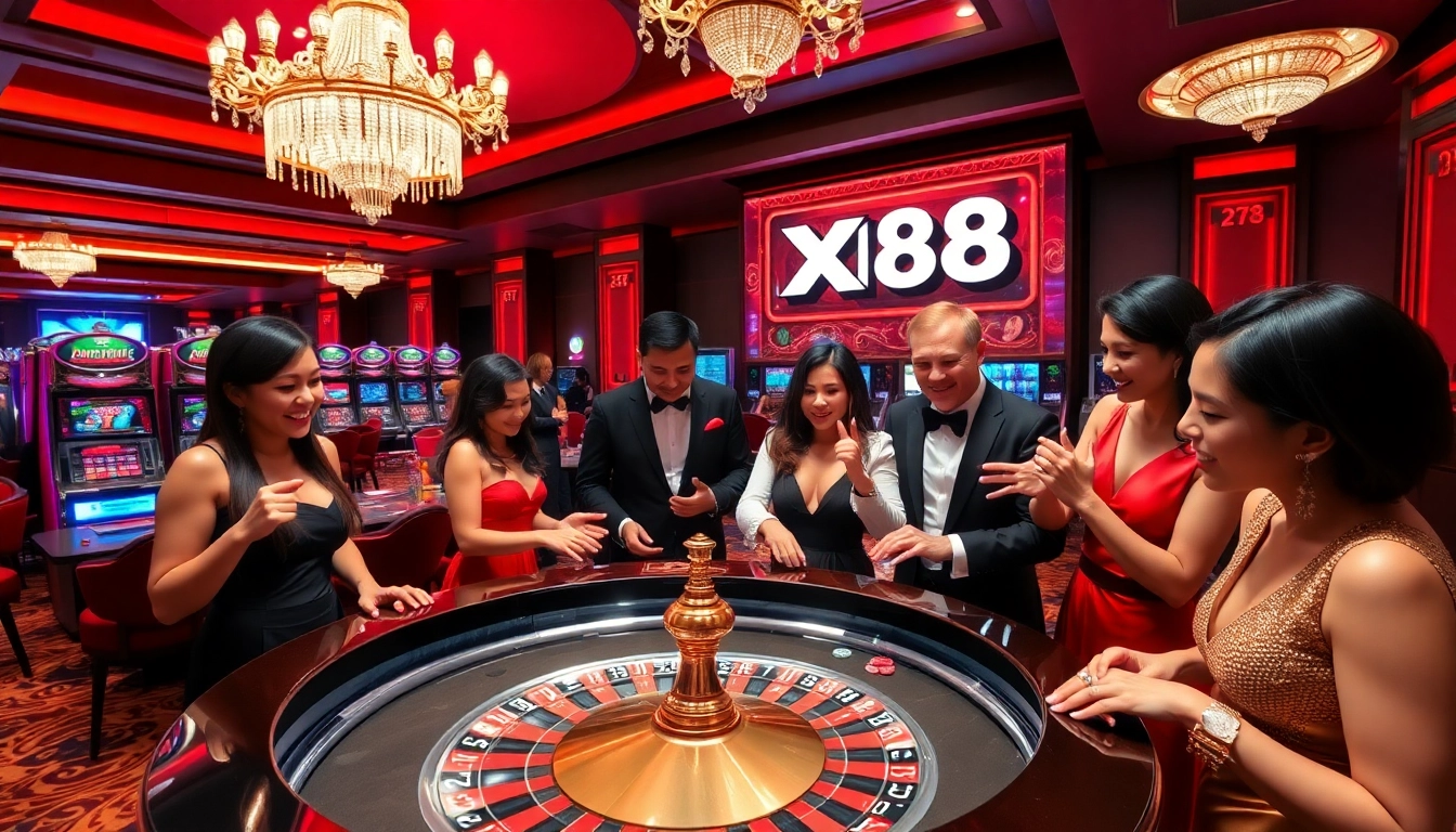 Experience the thrill of gambling at XN88 with vibrant tables and excited players.