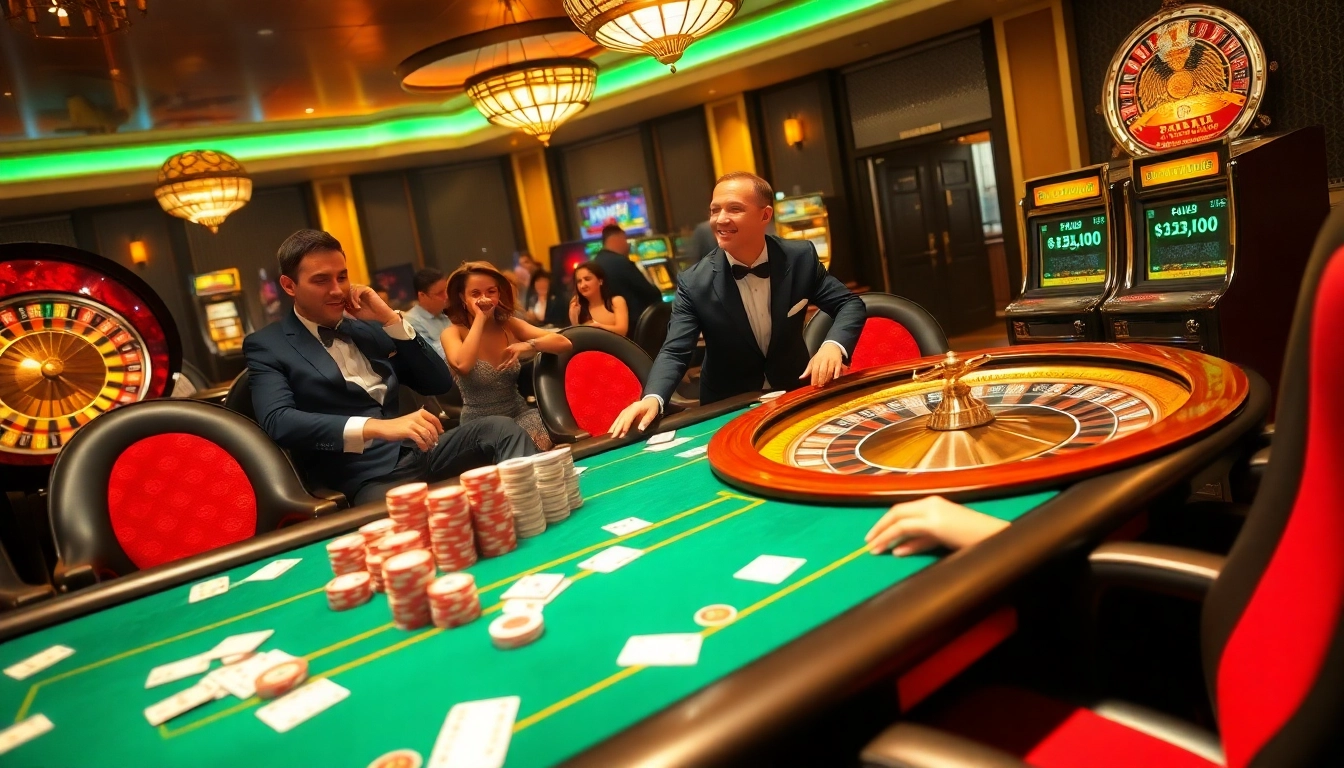 Experience thrilling action at the B52 casino table with vibrant chips and focused players.