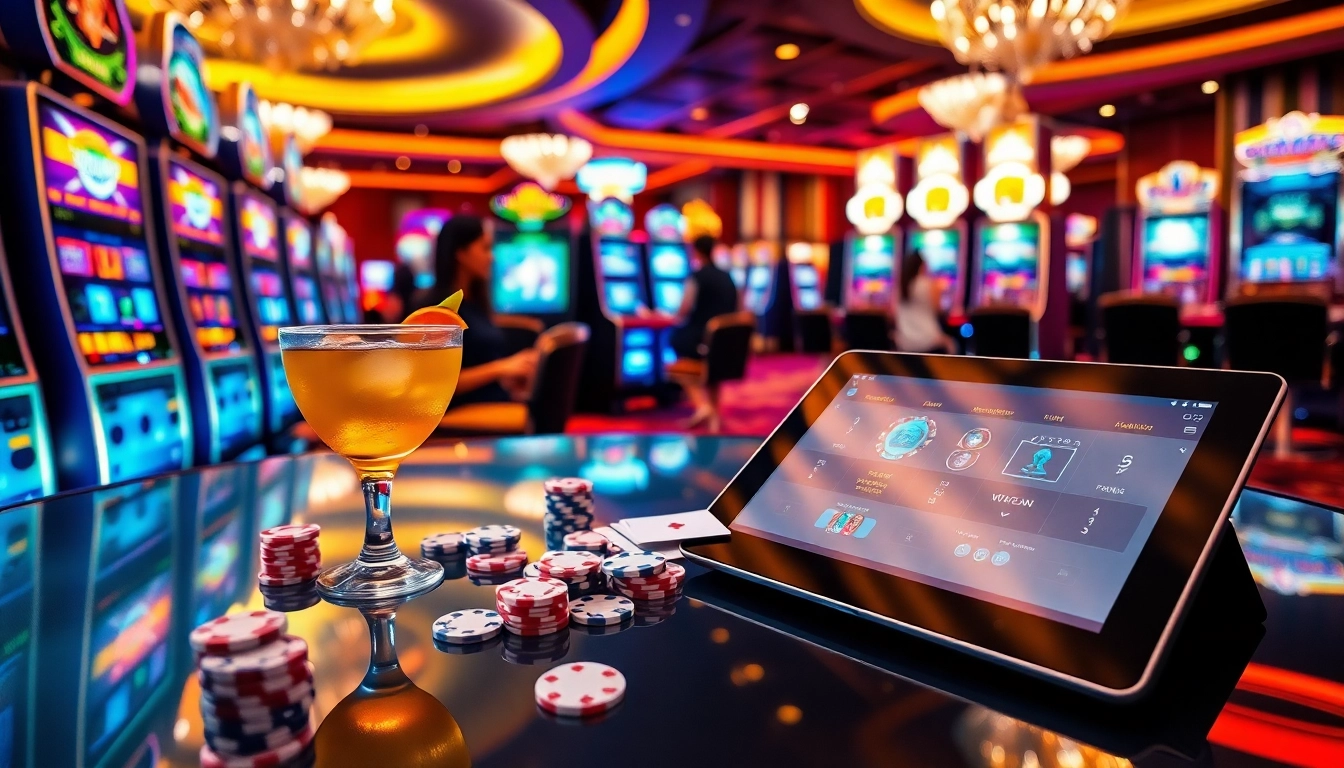 Engage with Bro138's premium slot experience at a luxurious casino featuring vibrant machines and betting excitement.