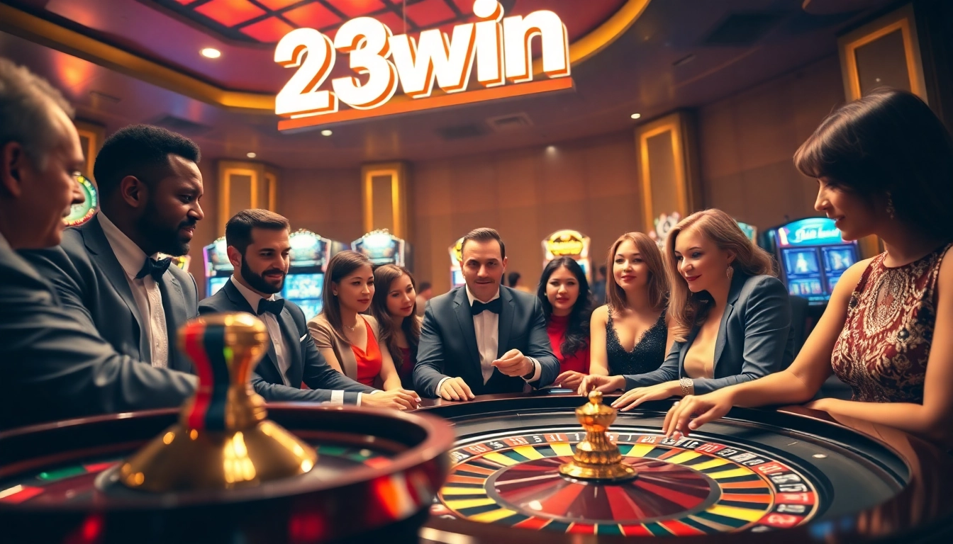 Join the excitement at 23win with players enjoying blackjack in a vibrant casino.