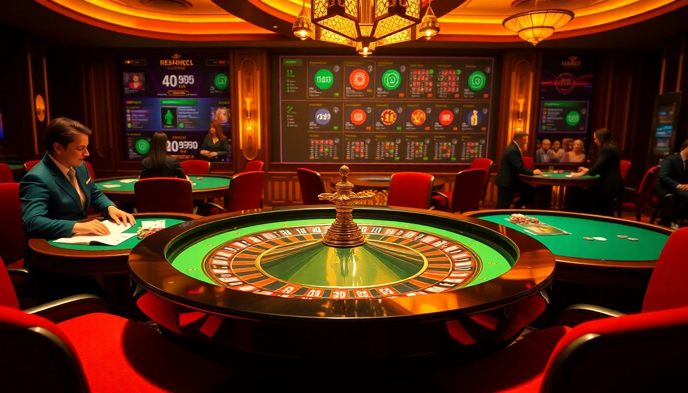 Experience the thrill of gambling at https://hm88.hiphop/ with this vibrant casino scene featuring poker chips and roulette.