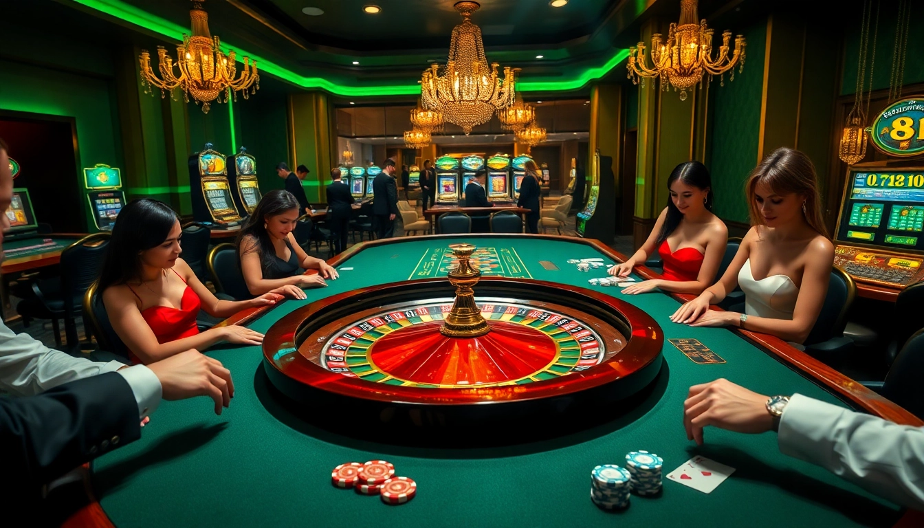 Exciting roulette gameplay at https://789win.gg/ with glamorous players and vibrant casino atmosphere.