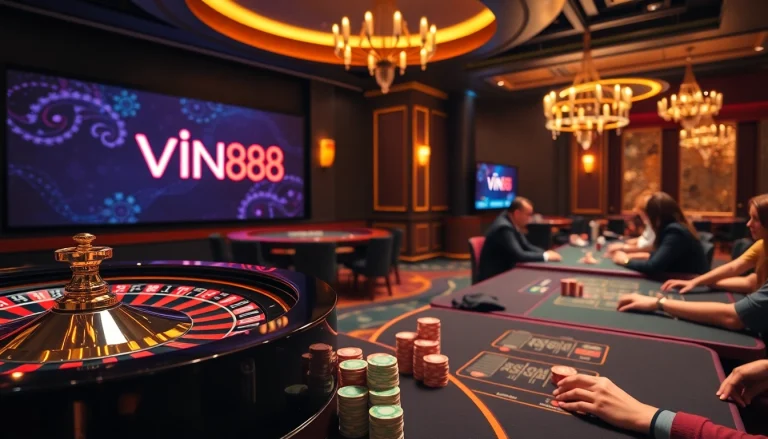 Experience the thrill of VIN88 as players engage at luxurious casino tables.