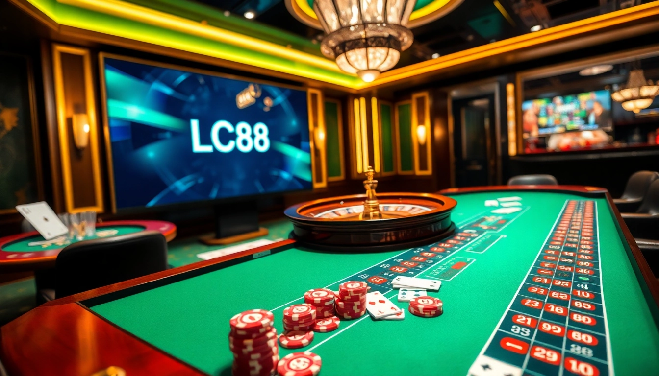 Experience the thrill of LC88 with vibrant casino games featuring roulette and poker.