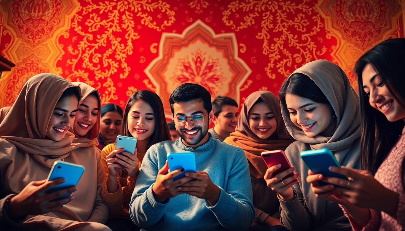 مشهد لغرفة دردشة ديناميكية يبرز شات الرياض بمستخدمين متنوعين منخرطين في محادثات حيوية.