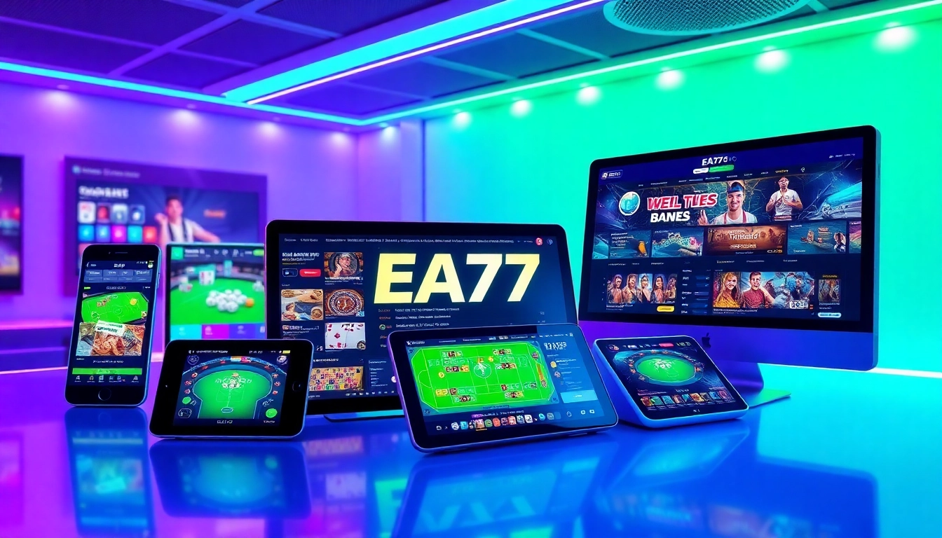 Engaging EA77 online gaming interface showcasing sports betting and live casino.