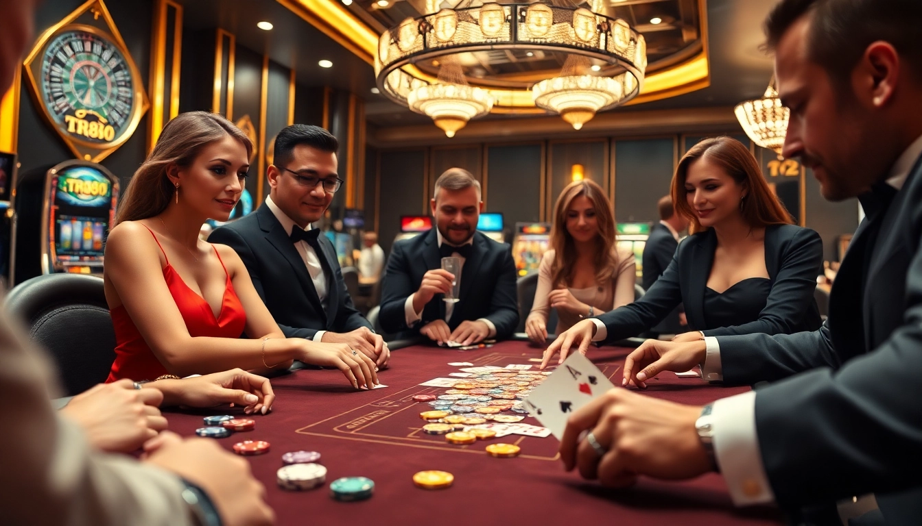 Exciting game action at TR88 casino with colorful chips and lively players.
