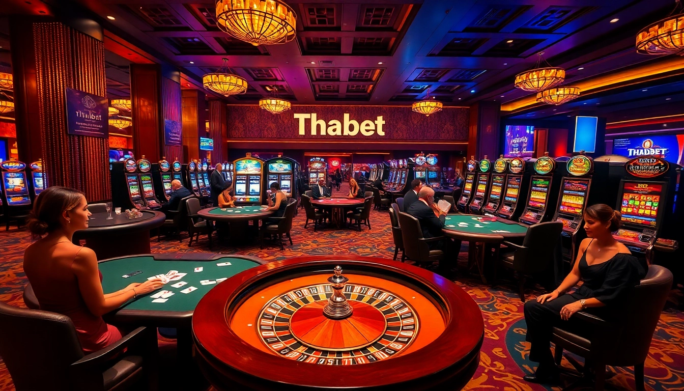 Players enjoying thrilling games at Thabet casino, showcasing vibrant roulette, poker, and slot experiences.