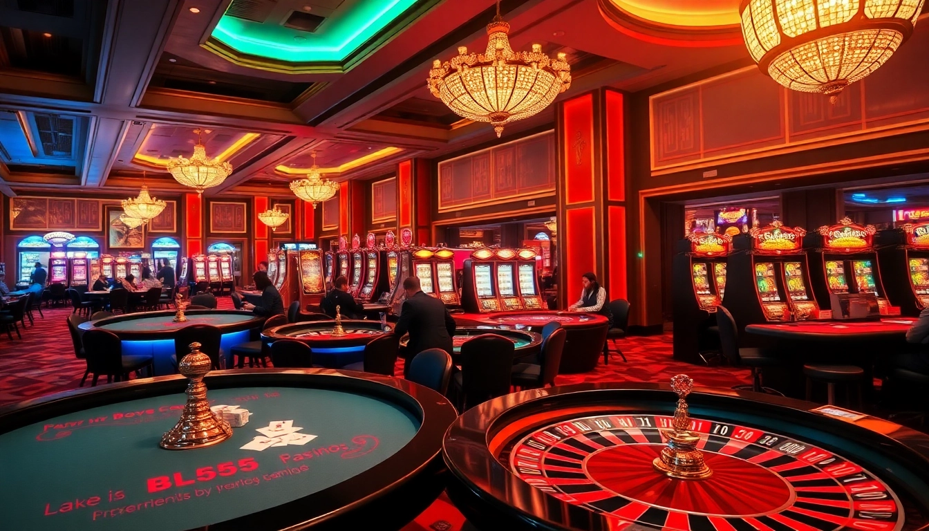 Experience the excitement of BL555 Casino with vibrant tables, thrilling games, and cheering players.
