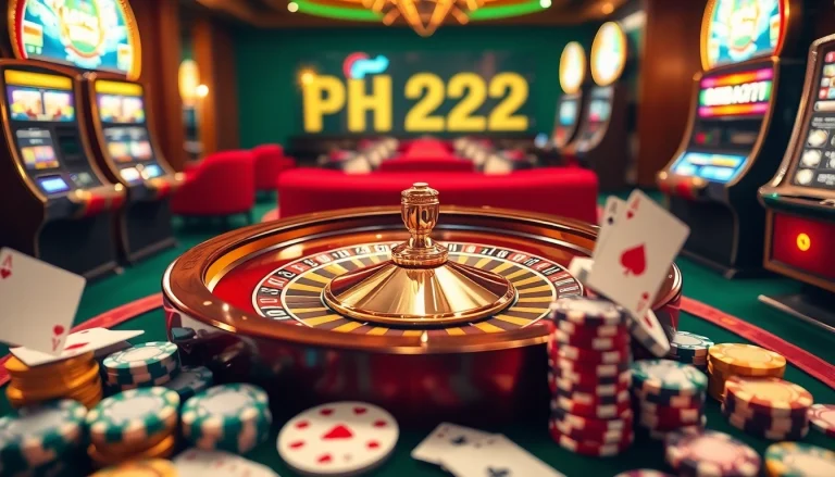Experience high-stakes gambling with PH222 at a lavish casino interface.