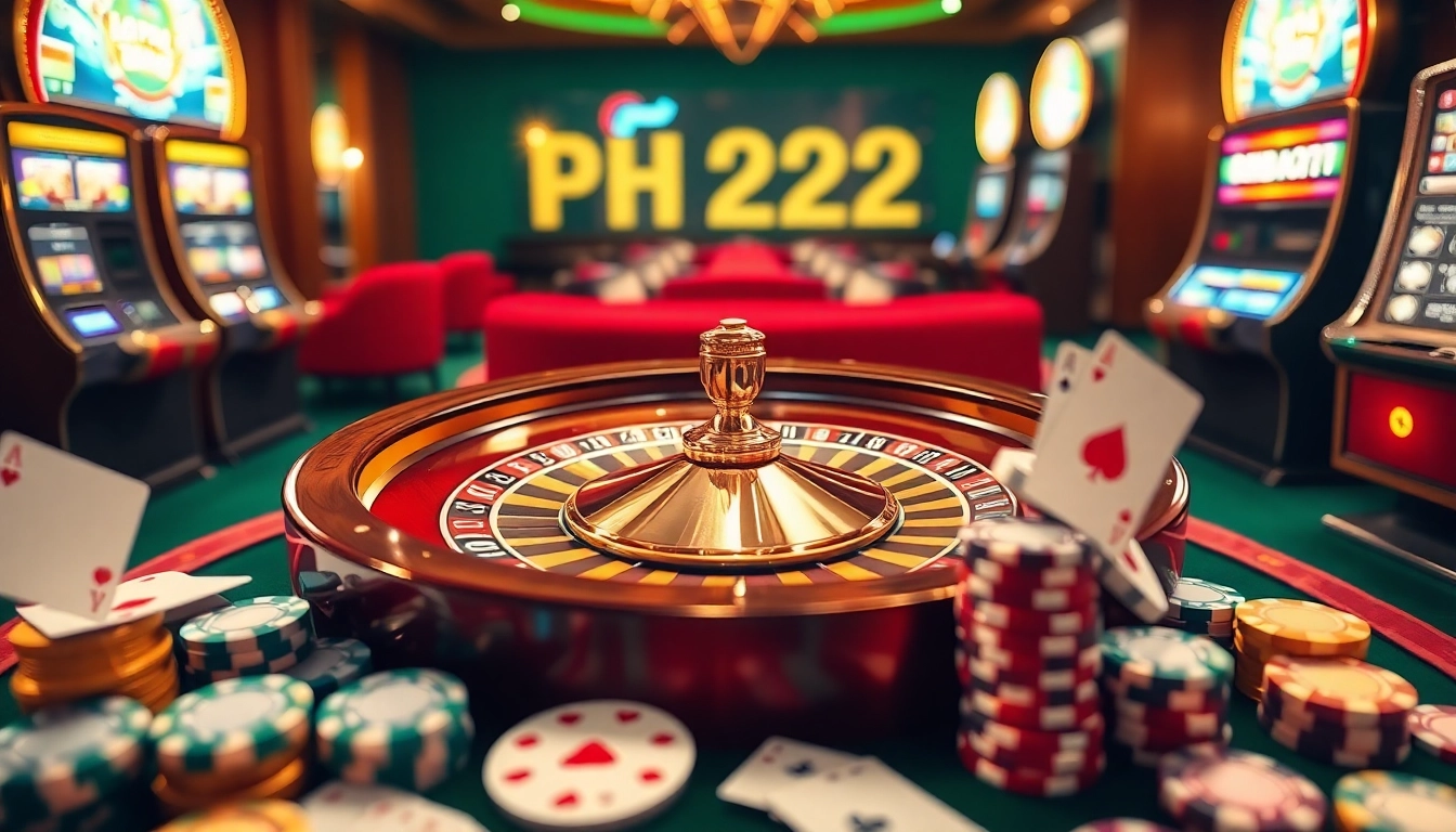 Experience high-stakes gambling with PH222 at a lavish casino interface.