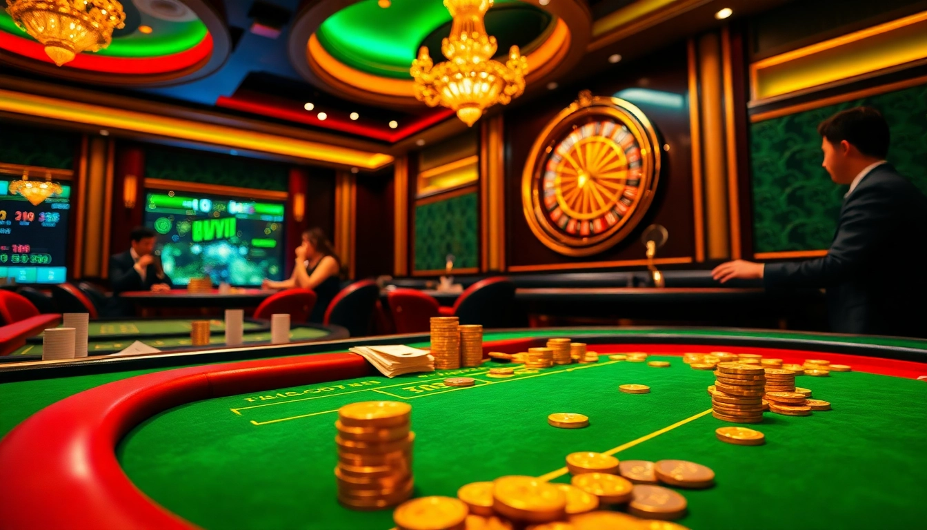 Engaging players at Clube VIP HHBET enjoy exclusive gaming experiences in a luxurious casino setting.