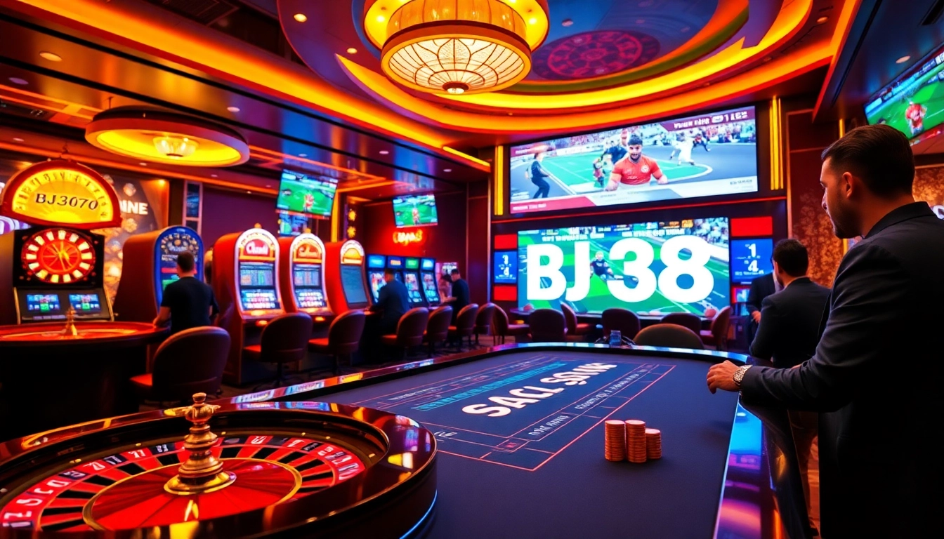 Experience thrilling gameplay at https://bj38.nl/ with vibrant casino visuals showcasing poker and betting action.