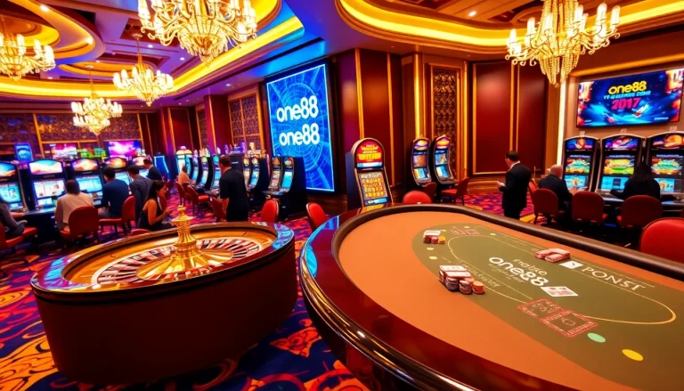 Experience the thrill of gambling at one88 with vibrant casino tables and high-stakes games.