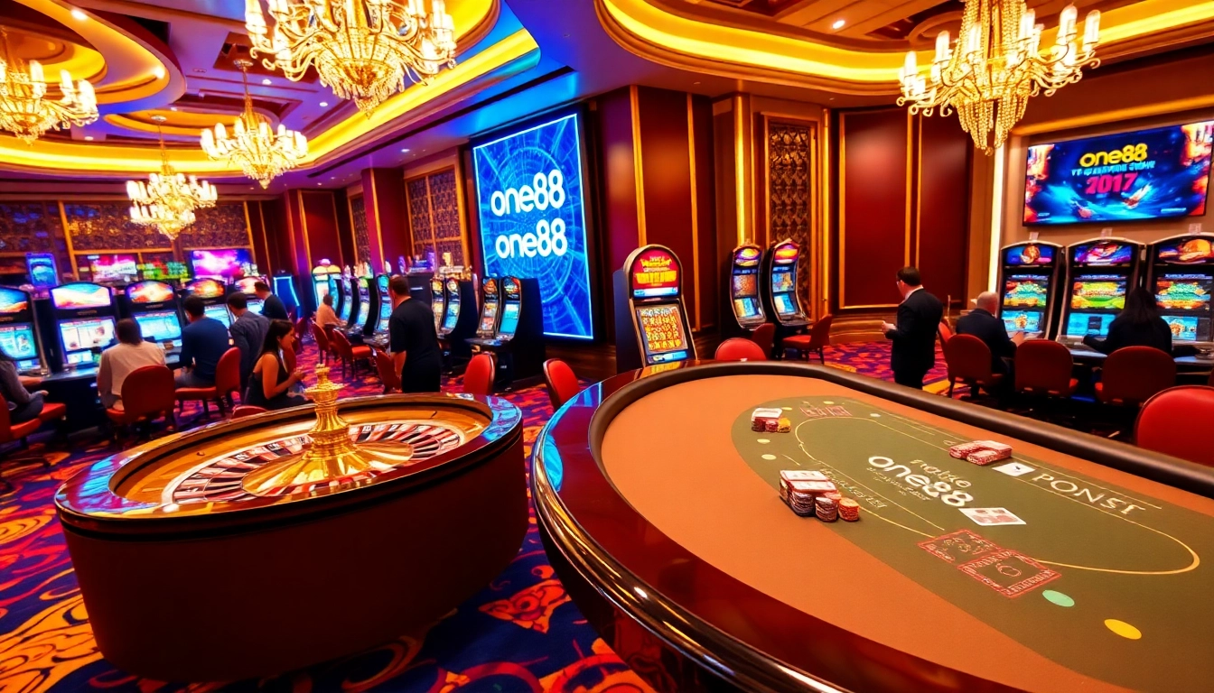 Experience the thrill of gambling at one88 with vibrant casino tables and high-stakes games.