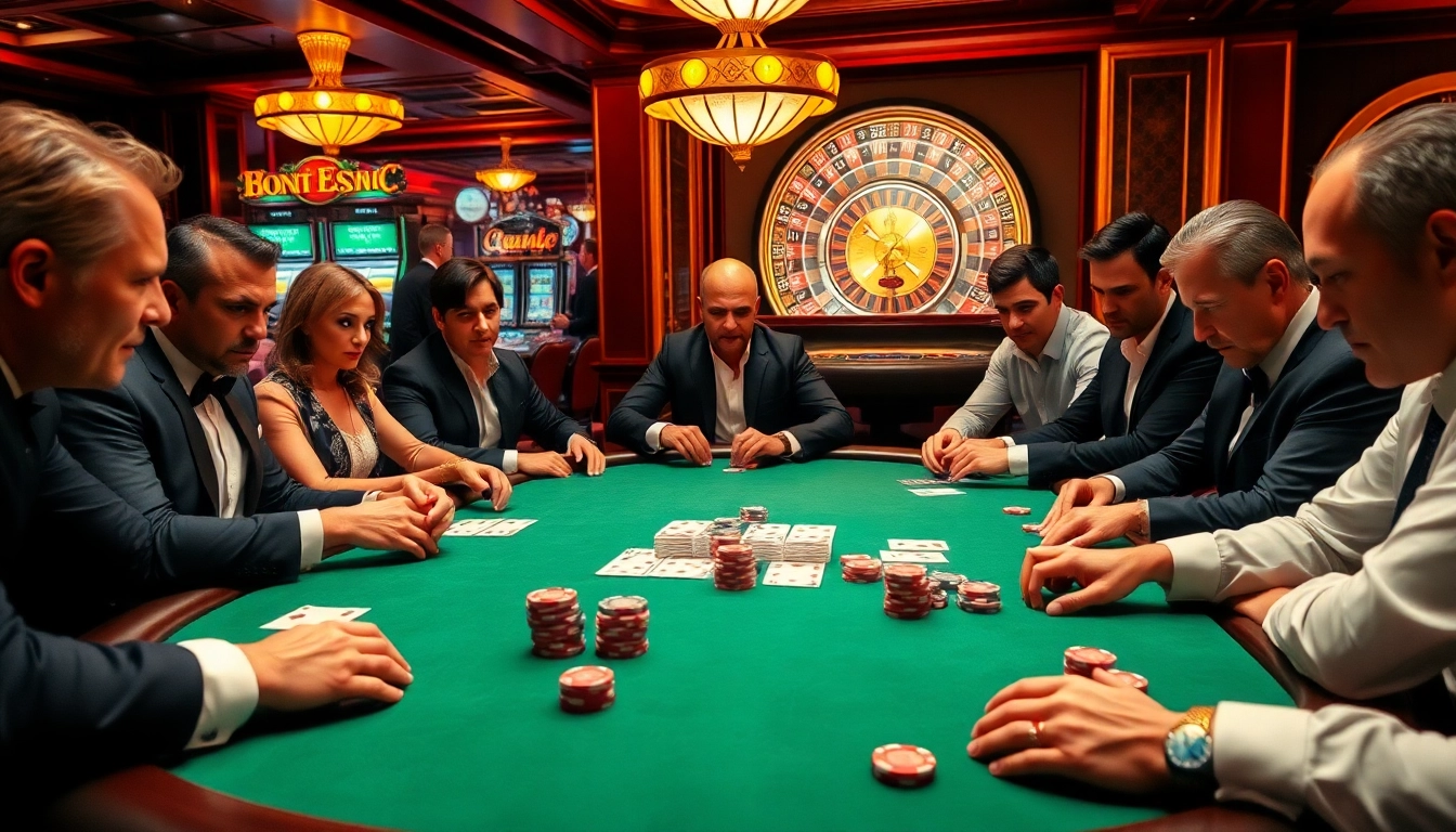 Players at a poker table experience the thrill of strategy at mmoo88.us.com.