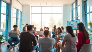 Discover OnlyFans Nearby Creators in a vibrant setting with diverse talent using digital devices.
