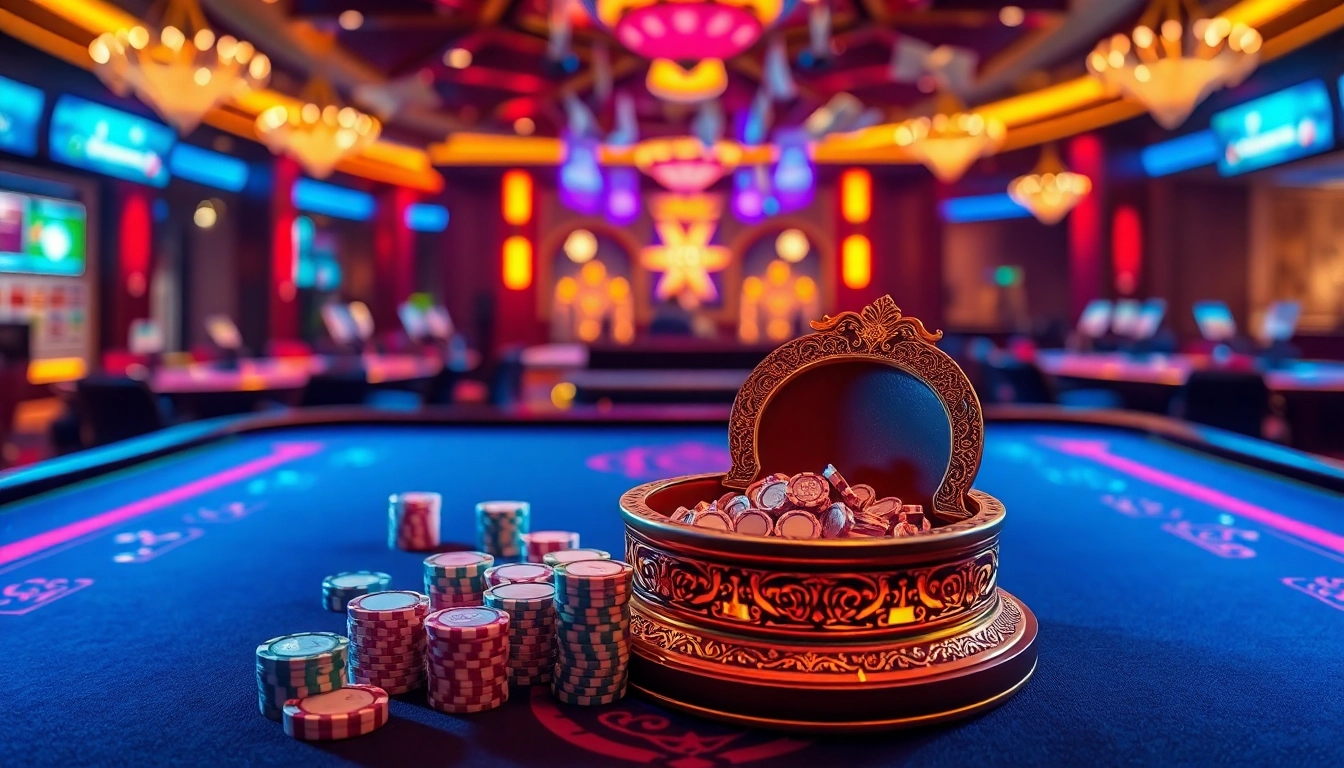 Xóc đĩa gambling table with vibrant colors and betting chips capturing the excitement of casino gaming.