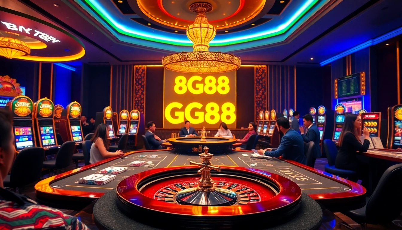 Exciting GG88 Com gaming experience with vibrant casino tables and engaging digital interface.