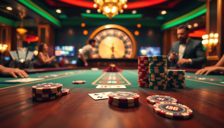 B52 high-stakes gambling table illuminated in a luxurious casino setting.