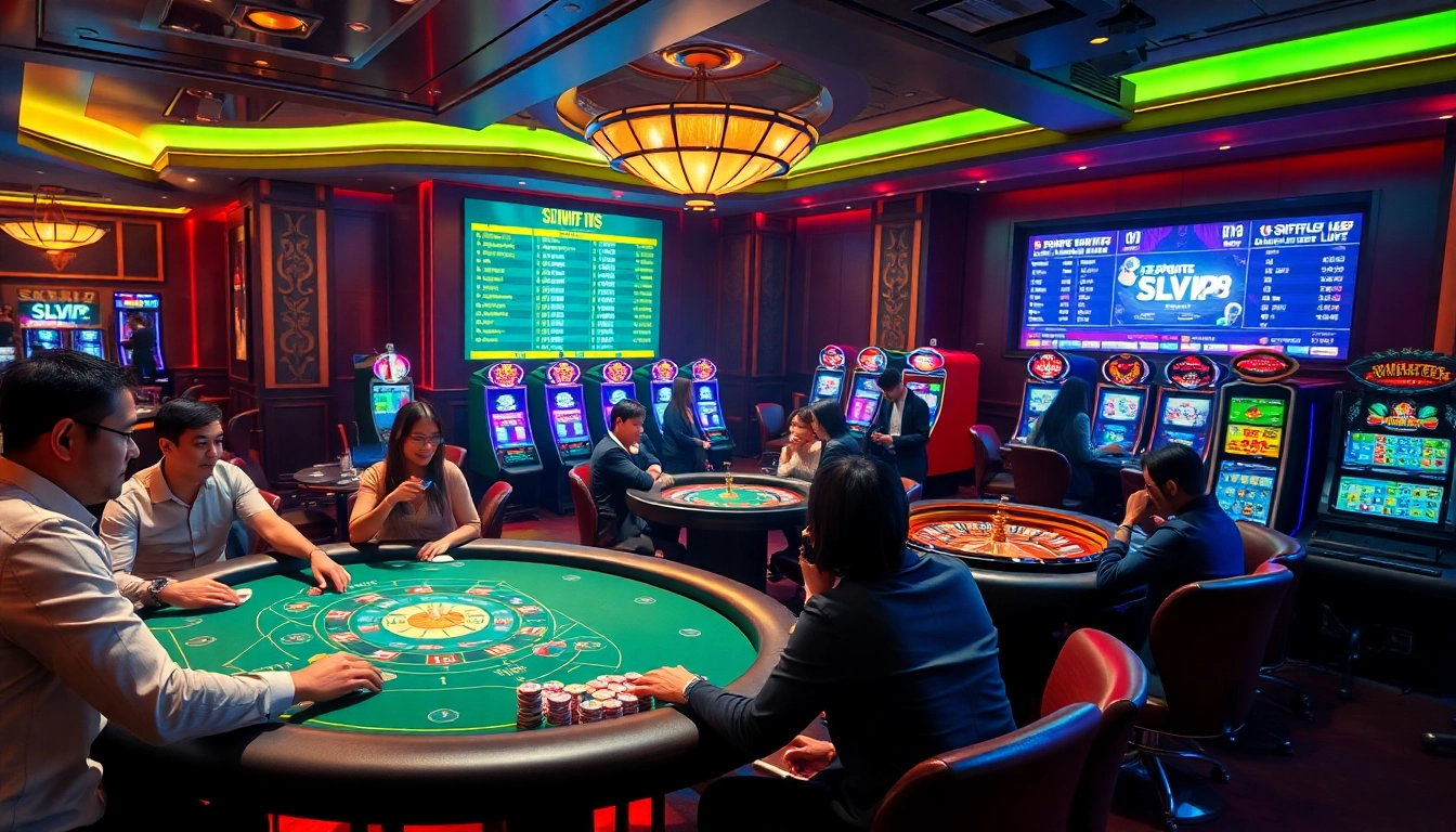 Experience thrilling gameplay and secure betting at https://slvip1.com.ph/ with vibrant casino visuals showcasing poker and roulette.