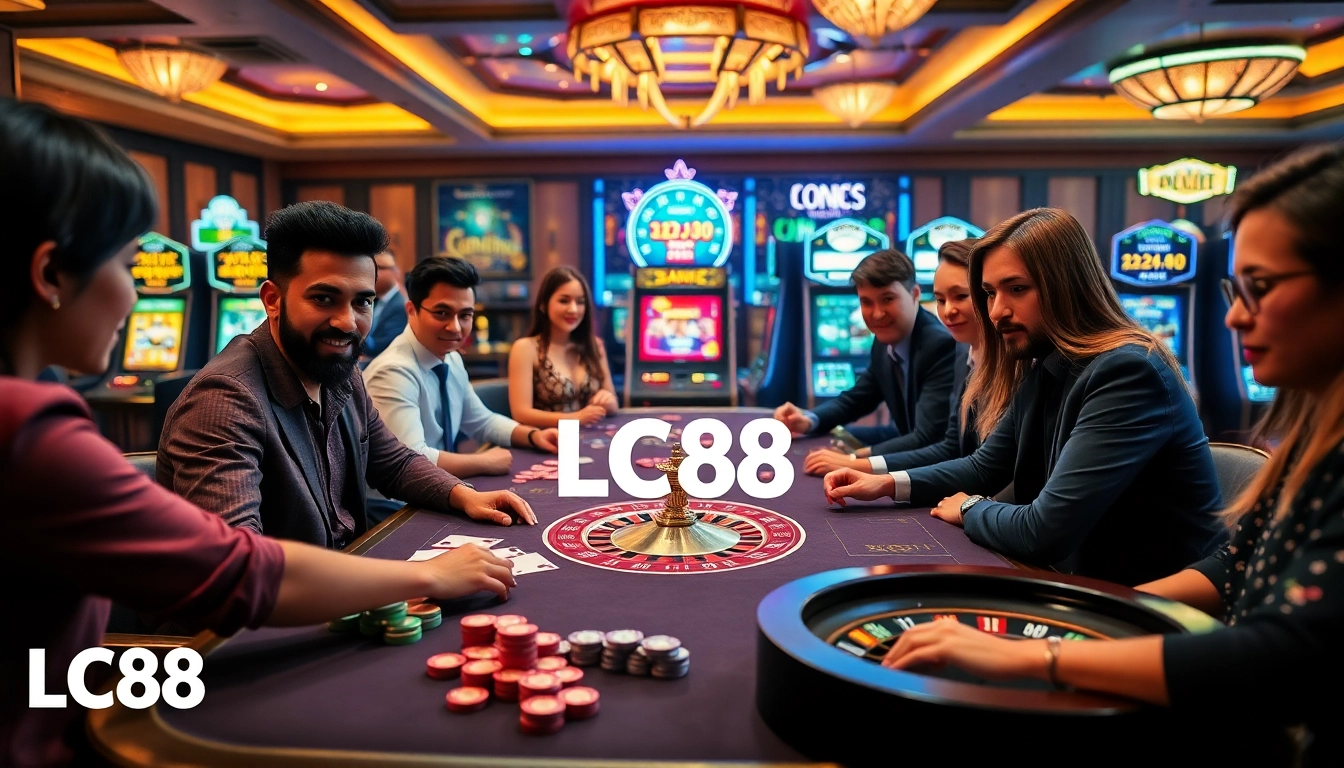 Engaged players enjoy a thrilling gaming experience at LC88 casino tables filled with excitement.