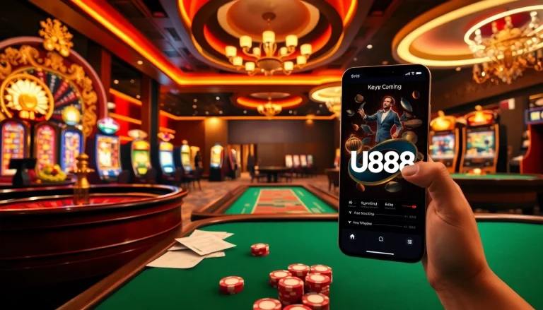 Experience the thrill of U888 casino gaming with vibrant slot machines and luxurious tables.