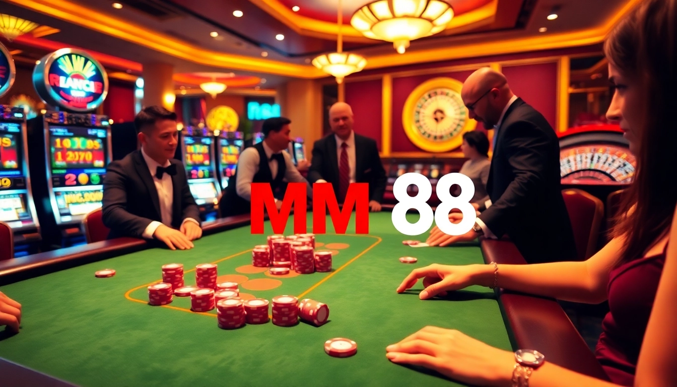 Experience the thrill of poker action with MM88, featuring vibrant casino tables and engaging gameplay.