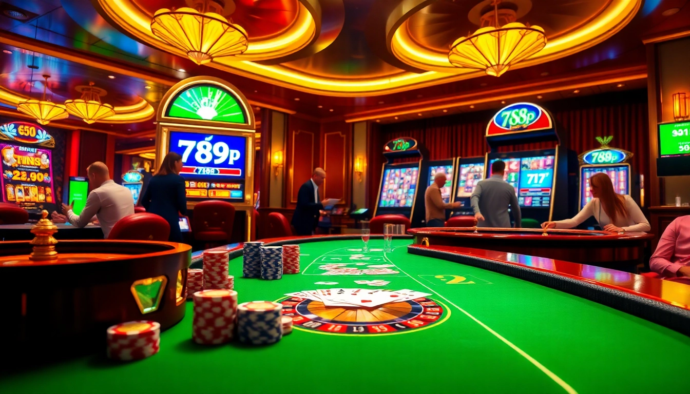 Experience the excitement at 789p with elite gaming visuals of roulette, cards, and poker chips.